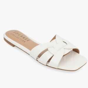 Women's Journee Collection Arrina Slip-On Sandals – White – Size 7.5 – New
